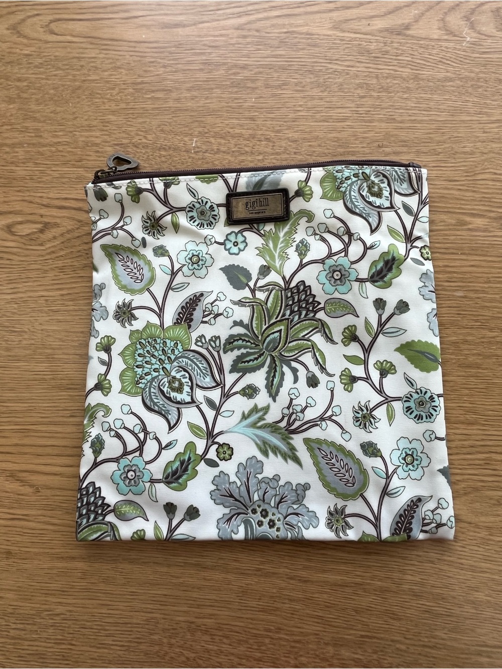 Gigi Hill Floral Zip Pouch in Green and Aqua